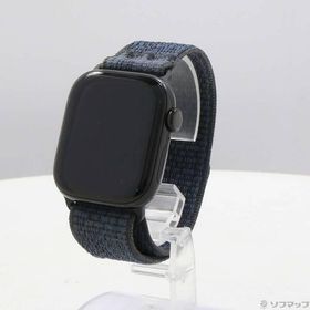〔中古〕Apple(アップル) Apple Watch Series 10 GPS 42mm ジェットブラックアルミニウムケース ブラック／ブルーNikeスポーツループ〔258-ud〕