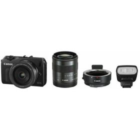 Canon ミラーレス一眼カメラ EOS M ダブルレンズキット EF-M18-55mm F3.5-5.6 IS STM/EF-M22mm F2 STM付属 ブラック EOSMBK-WLK oyj0otl(ミラーレス一眼)