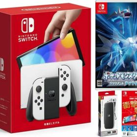 【無料ラッピング対応】Nintendo Switch(有機ELモデル) Joy-Con(L)/(R) ホワイト+ ポケットモンスター （ソフト）+ キャリングケース+保護フィルム任天堂スイッチ 本体クリスマスクリスマスラッピングお誕生日