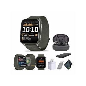 Garmin Venu X1, Thin and Lightweight GPS Smartwatch, 2 inch AMOLED Display, Advanced Health and Fitness Features, Moss with Titanium Caseback Bundle w