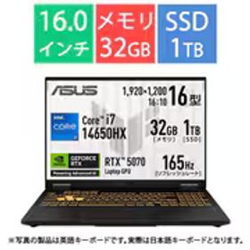 エイスース ASUS ゲーミングノートPC/ASUS TUF Gaming F16 FX608JPR/16型/Core i7 14650HX/GeForce RTX 5070/メモリ 32GB/SSD 1TB/Windows 11 Home/イェーガーグレー FX608JPR-I7R5070