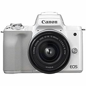 【中古】「非常に良い」キヤノン EOS Kiss M 【EF-M15-45 IS STM レンズキット】 (ホワイト/ミラーレス一眼カメラ) EOSKISSMWH1545ISLK(ミラーレス一眼)