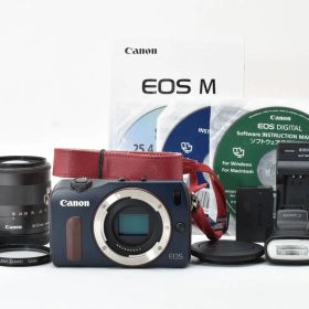 [完動美品] Canon EOS M ミラーレスデジタルカメラ EF-M 18-55mm f3.5-5.6 ベイブルー キヤノン 付属品多数 #2650325A