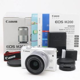 AA- (極上品) Canon キヤノン EOS M200 EF-M 15-45mm 標準ズームキット ホワイト 初期不良返品対応 212-28