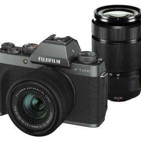 【中古】富士フイルム(FUJIFILM) ミラーレス一眼カメラ X-T200ダブルズームレンズキット ダークシルバー X-T200WZLK-DS
