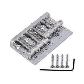 Yibuy 4弦ベースブリッジ60mmピッチ ヘビートップロードアップグレード クロム 100％の新しいブランド 四調節可能なバレルサドル ブロックス