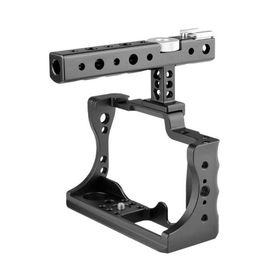 Aluminum Video Camera Cage Stabilizer for Canon EOS M50 with Top Handle Gri