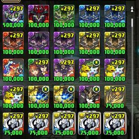 パズドラ引退垢 オメガモン他デジモンキャラ