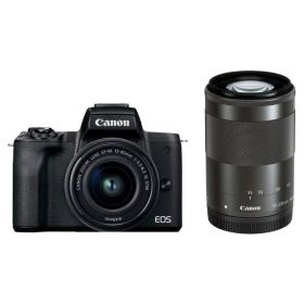 【中古】Canon ミラーレス一眼カメラ EOS Kiss M2 ダブルズームキット ブラック KISSM2BK-WZK