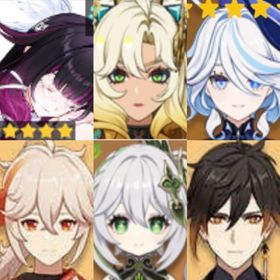 (原神）★5×6コロンビーナ➕フリーナ➕シロネン➕鍾離➕楓原万葉➕ナヒ...