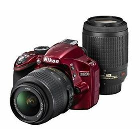 Nikon デジタル一眼レフカメラ D3200 200mmダブルズームキット 18-55mm/55-200mm付属 レッド D3200WZ200RD tf8su2k(デジタル一眼)