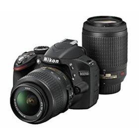 Nikon デジタル一眼レフカメラ D3200 200mmダブルズームキット 18-55mm/55-200mm付属 ブラック D3200WZ200BK(デジタル一眼)
