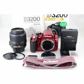 ニコン(Nikon)の【ショット数76回】Nikon ニコン D3200 レッド 18-55 オマケ多(デジタル一眼)