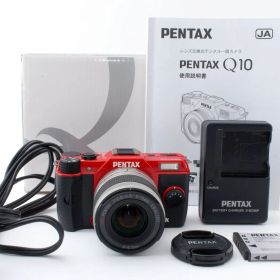 PENTAX デジタルミラーレス 一眼 Q10 ズームレンズキット RED 標準ズーム 02 STANDARD ZOOM Q10 LENSKIT 箱 取説 充電器 バッテリー 前 キャップ 付き #C0210