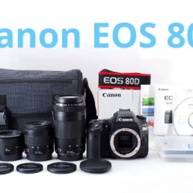 キャノン Canon EOS 80D標準&望遠&単焦点トリプルレンズセット☆