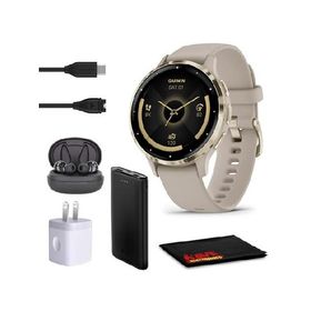 Garmin Venu 3S Advanced Fitness ＆ Health Tracker Smart Watch Soft Gold Stainless Steel Bezel with 41 MM French Gray Case and Silicone Band and 1.2 In