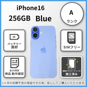 E2024 【美品】iPhone16 Blue 256GB バッテリー91% ガラスコーティング施工済み SIMフリー