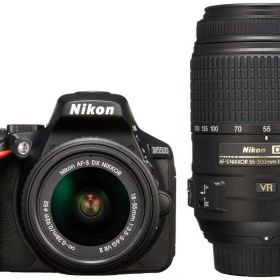 【中古】Nikon デジタル一眼レフカメラ D5500 ダブルズームキット ブラック 2416万画素 3.2型液晶 タッチパネルD5500WZBK