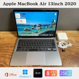 ［美品］Apple MacBook Air（13インチ, 2020）/ M1 / メモリ8GB / SSD 256GB / Windows 11 / Office 2024 / Ri624