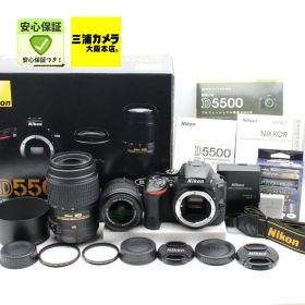 【極上品】 Nikon D5500 ダブルズームキット 18-55mm 55-200mm 2416万画素 3.2型液晶 タッチパネル 一眼レフ 付属品多数 #0421289