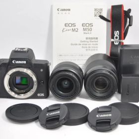 Canon キャノン EOS Kiss M2 ダブルズームキット ブラック KISSM2BK-WZK