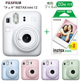 【チェキフィルム20枚セット】チェキ INSTAX mini 12 ホワイト パープル ブルー グリーン ピンク 富士フイルム FUJIFILM インスタントカメラ チェキフイルム instax miniJPフィルム付き シンプル 新品 チェキカメラ 本体