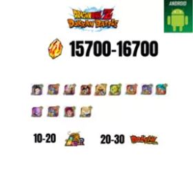 [海外][アンドロイド] 15700-16700ストーン | 悟飯 |ガンマ1 |13人の登場人物 |10-20 LR + 10-20 ドッカンフェスティバル