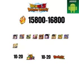 [海外][アンドロイド] 15800-16800ストーン | 悟飯 |ガンマ1 |10文字 |10-20 LR + 10-20 ドッカンフェスティバル