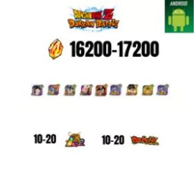 [海外][アンドロイド] 16200-17200ストーン | 悟飯 |ガンマ1 |9人の登場人物 |10-20 LR + 10-20 ドッカンフェスティバル