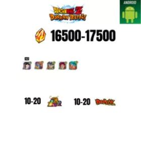 [海外][アンドロイド] 16500-17500ストーン | 悟飯 |ガンマ1 |5人の登場人物 |10-20 LR + 10-20 ドッカンフェスティバル