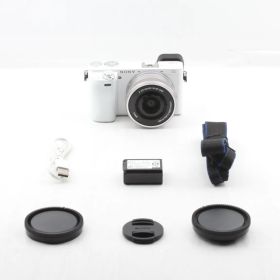 【美品】SONY ソニー ミラーレス一眼 α6000 パワーズームレンズキット ホワイト ILCE-6000LJS129-00981