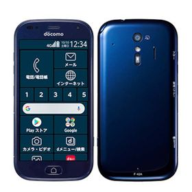 フジツウ(富士通)のF-42A らくらくスマートフォン ネイビー SIMフリー 本体 ドコモ Aランク スマホ 【送料無料】 f42anv8mtm(スマートフォン本体)