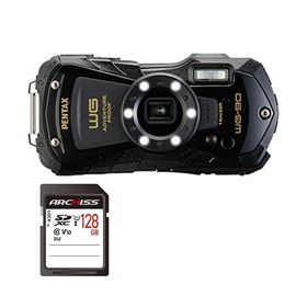 PENTAX デジタルカメラ WG-90 ブラック ＋ 128GB SDXCメモリカード 1セット デジカメ カメラ 写真 PC パソコン 周辺機器 家電