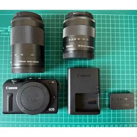 キヤノン(Canon)の美品 Canon EOS M2 ダブルズームキット（ブラック） 箱付(デジタル一眼)