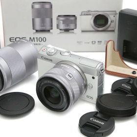 【中古】【良品】キヤノン EOS M100 ダブルズームキット [ホワイト]（センサー清掃済み） CA01-B4457-2S1 CANON キヤノン EF-Mマウント ミラーレス APS-C EOS