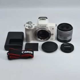 B#10467 T Canon ミラーレス一眼カメラ EOS Kiss M2 標準ズームレンズキット ホワイト KISSM2WH-1545