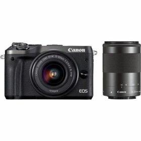 【中古】キヤノン Canon EOS M6 ダブルズームキット ブラック EF-M15-45mm/EF-M55-200mm 付属