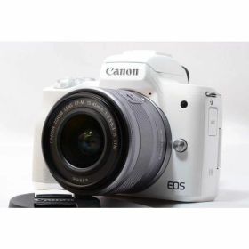 【中古】キヤノン Canon EOS Kiss M ホワイトレンズキット 美品 Wi-Fiで