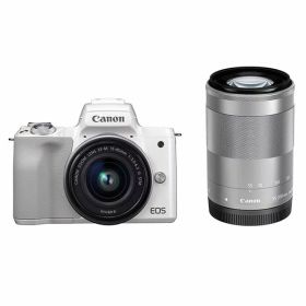 【中古】【1年保証】【美品】Canon EOS Kiss M ダブルズームキット 15-45mm IS STM + 55-200mm IS STM ホワイト