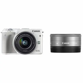 【中古】【1年保証】【美品】Canon EOS M3 15-45mm 22mm ダブルレンズキット ホワイト