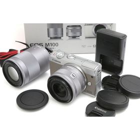 【全額返金保証】良品｜キヤノン EOS M100 ダブルズームキット [グレー]（センサー清掃済み） CA01-B4456-2S1