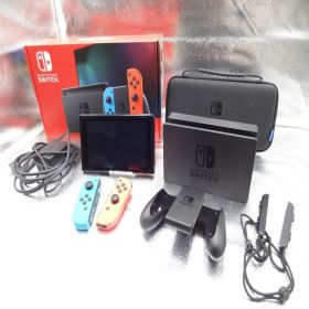 【動作確認済】 Nintendo Switch バッテリー強化版 本体一式 HAC-001 スイッチケース付 ネオンブルー ネオンレッド