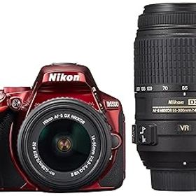 【中古】Nikon デジタル一眼レフカメラ D5500 ダブルズームキット レッド 2416万画素 3.2型液晶 タッチパネル D5500WZRD