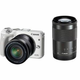 【中古】キヤノン Canon EOS M3 ダブルズームキット ホワイト EF-M18-55mm F3.5-5.6 IS STM EF-M55-200mm F4.5-6.3 IS STM 付属 EOSM3WH-WZK