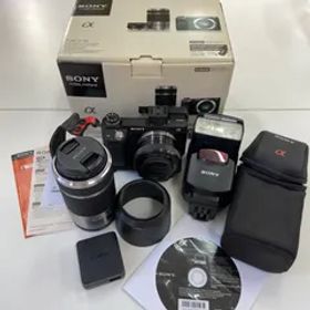【記念セール】【ジャンク】SONY ソニー ミラーレス 一眼カメラ α NEX-6Y ダブルズーム レンズ キット クリップオンストロボ HVL-F58AM セット