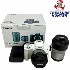 Canon ミラーレス一眼カメラ EOS Kiss M2 ダブルズームキット 2410万画素 3インチ 4K対応 2020年 キヤノン 【103059584002】