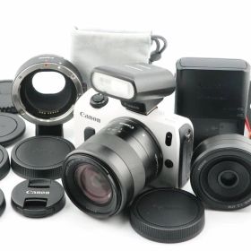 ★美品★キヤノン CANON EOS M + EF-M 22mm F2 STM + EF-M 18-55mm F3.5-5.6 IS STM 充電器・ストラップ付★ W0140＃4208