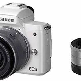 【中古】「非常に良い（無料延長保証）」Canon ミラーレス一眼カメラ EOS Kiss M ダブルレンズキット ホワイト EOSKISSMWH-WLK