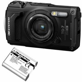 OM SYSTEM オーエムシステム Tough TG-7(ブラック) コンパクトデジタルカメラ＋LI-92B リチウムイオン充電池セット