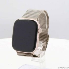 〔中古〕Apple(アップル) Apple Watch Series 10 GPS 46mm ローズゴールドアルミニウムケース ゴールドミラネーゼループ〔344-ud〕